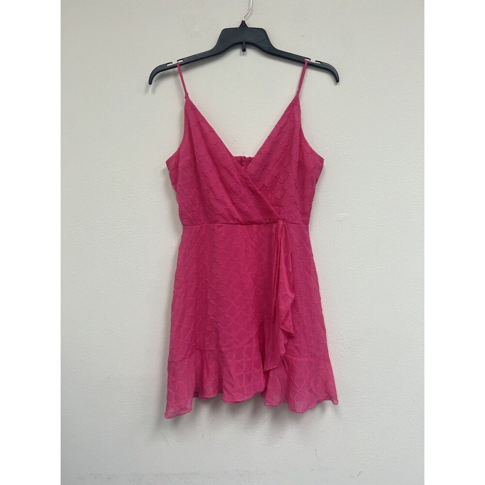 SPEECHLESS HOT PINK JUNIORS' ADJUSTABLE FAUX MIN WRAP DRESS SIZE MEDIUM